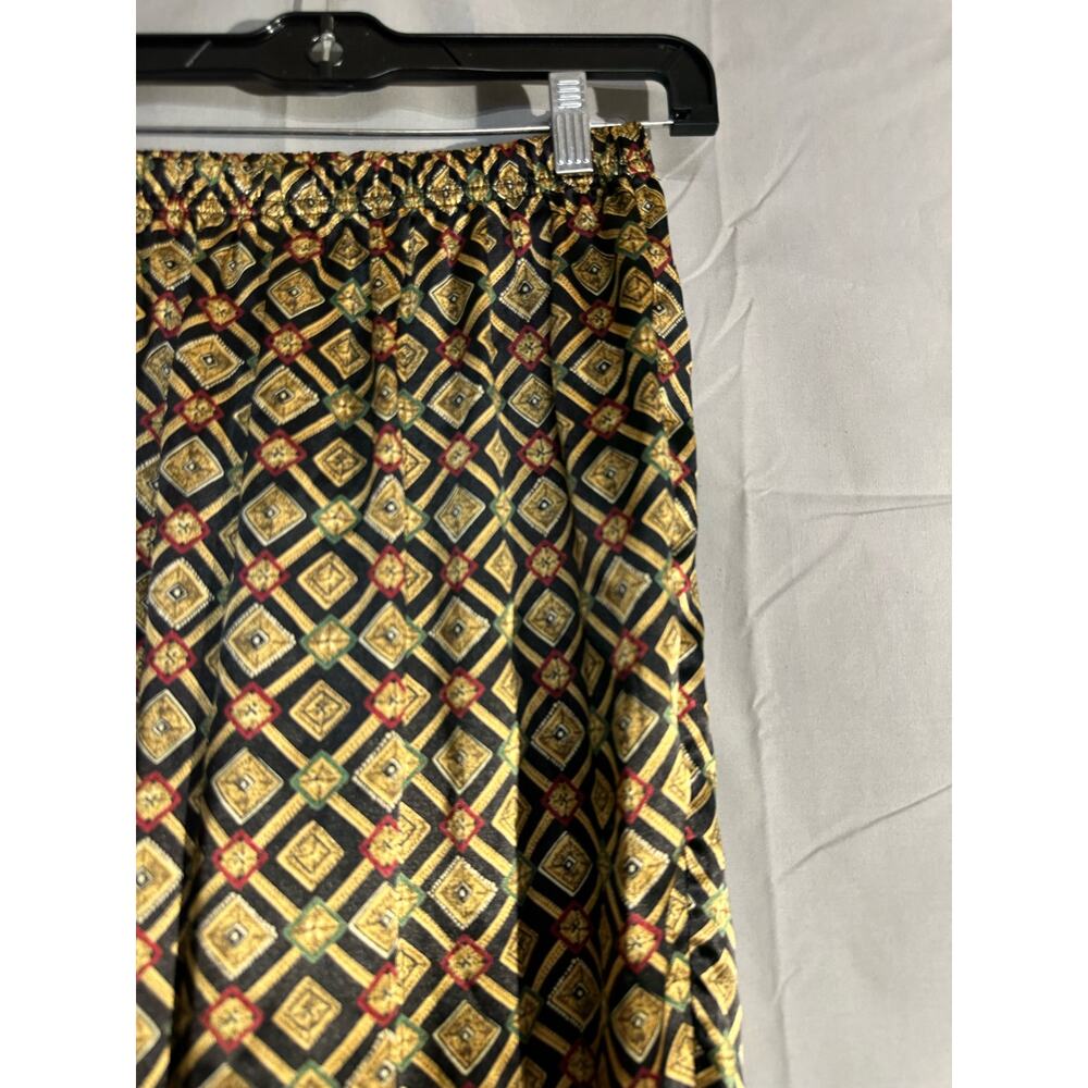 Y2K Vintage Victorias Secret Pants Small Black Satin Gold Print 90s High Rise - Picture 4 of 10